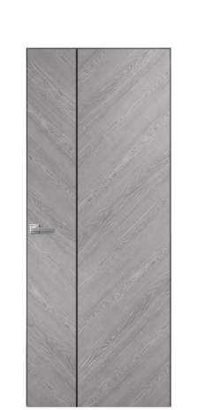 Дверь межкомнатная Unit Slot 10-111 Цвет Дуб Кварц Покрытие Шпон натуральный  Наличник Скрытый короб хром Цена 56850