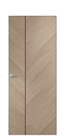 Дверь межкомнатная Unit Slot 10-111 Цвет Дуб Песочный Покрытие Шпон натуральный  Наличник Скрытый короб хром Цена 67750