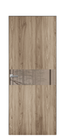 Дверь межкомнатная Vetro 11 Цвет Орех NY смоук Покрытие ПВХ WOOD NATURAL Наличник Скрытый короб хром Цена 41500