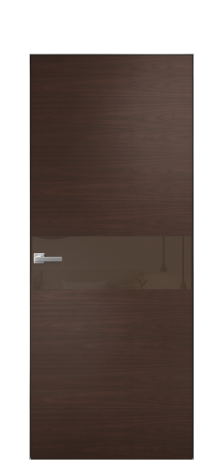 Дверь межкомнатная Vetro 11 Цвет Каштановый Орех Покрытие Шпон натуральный  Наличник Скрытый короб хром Цена 52450