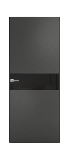 Дверь межкомнатная Vetro 11 Цвет Ясень Антрацит Покрытие Шпон крашеный  Наличник Скрытый короб хром Цена 59100