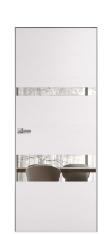 Дверь межкомнатная Vetro 12 Цвет Ясень Крем Покрытие Шпон крашеный  Наличник Скрытый короб хром Цена 59100