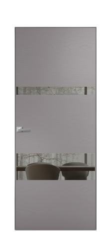 Дверь межкомнатная Vetro 12 Цвет Ясень Ирис Покрытие Шпон крашеный  Наличник Скрытый короб хром Цена 59600