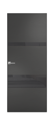 Дверь межкомнатная Vetro 12 Цвет Ясень Антрацит Покрытие Шпон крашеный  Наличник Скрытый короб хром Цена 59100