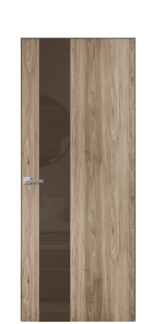 Дверь межкомнатная Vetro 14 Цвет Орех NY смоук Покрытие ПВХ WOOD NATURAL Наличник Скрытый короб хром Цена 41000