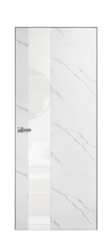 Дверь межкомнатная Vetro 14 Цвет Monte white soft Покрытие ПВХ ORIGINAL Наличник Скрытый короб хром Цена 41000