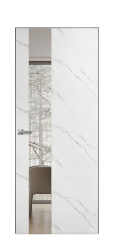 Дверь межкомнатная Vetro 14 Цвет Monte white soft Покрытие ПВХ ORIGINAL Наличник Скрытый короб хром Цена 41000