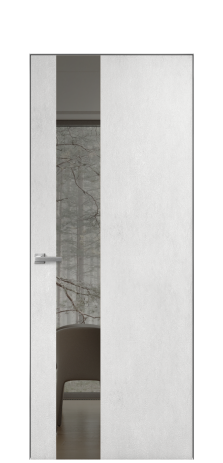 Дверь межкомнатная Vetro 14 Цвет Бетон известковый Покрытие ПВХ ORIGINAL Наличник Скрытый короб хром Цена 41500