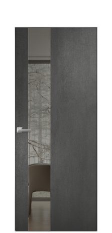 Дверь межкомнатная Vetro 14 Цвет Камень темный Покрытие ПВХ ORIGINAL Наличник Скрытый короб хром Цена 41500