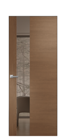 Дверь межкомнатная Vetro 14 Цвет Дуб Темный Покрытие Шпон натуральный  Наличник Скрытый короб хром Цена 49950