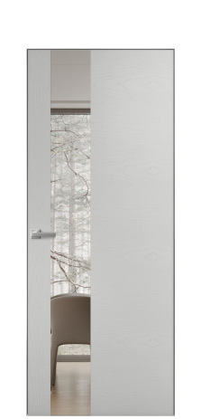 Дверь межкомнатная Vetro 14 Цвет Ясень Телегрей Покрытие Шпон крашеный  Наличник Скрытый короб хром Цена 47850