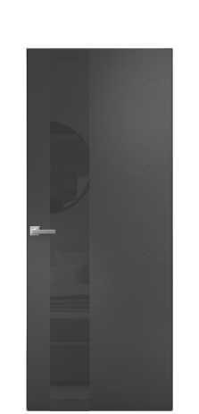 Дверь межкомнатная Vetro 14 Цвет Ясень Антрацит Покрытие Шпон крашеный  Наличник Скрытый короб хром Цена 59100