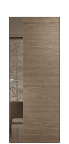 Дверь межкомнатная Vetro 19 Цвет Дуб Кофе Покрытие Шпон масло  Наличник Скрытый короб хром Цена 56350