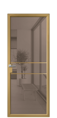 Дверь межкомнатная Фрейм 02 Цвет Латунь Покрытие Алюминий  Наличник Скрытый короб Цена 89280