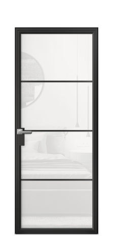 Дверь межкомнатная Frame 04 Цвет Черный Покрытие Алюминий  Наличник Скрытый короб Цена 62129