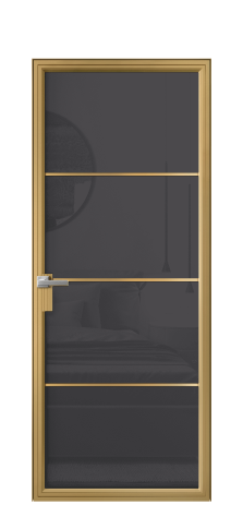 Дверь межкомнатная Frame 04 Цвет Латунь Покрытие Алюминий  Наличник Скрытый короб Цена 73880