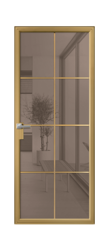 Дверь межкомнатная Frame 08 Цвет Латунь Покрытие Алюминий  Наличник Скрытый короб Цена 81740