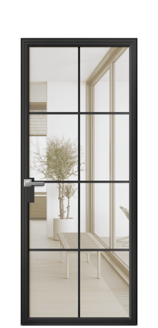 Дверь межкомнатная Frame 08 Цвет Черный Покрытие Алюминий  Наличник Скрытый короб Цена 62183