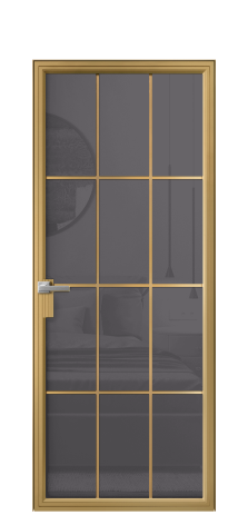 Дверь межкомнатная Frame 12 Цвет Латунь Покрытие Алюминий  Наличник Скрытый короб Цена 82332