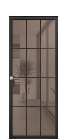 Дверь межкомнатная Фрейм 12 Цвет Черный Покрытие Алюминий  Наличник Скрытый короб Цена 90550